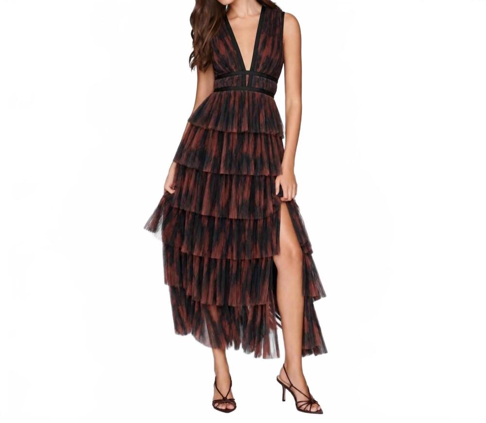 NEW HUTCH women's amora maxi gown in black and brown